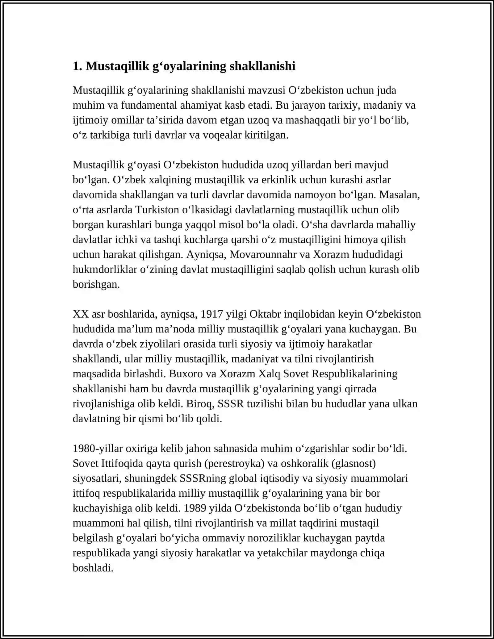 O‘ZBEKISTONDA MUSTAQILLIK G‘OYALARINING TARIXIY ASOSLARI 4