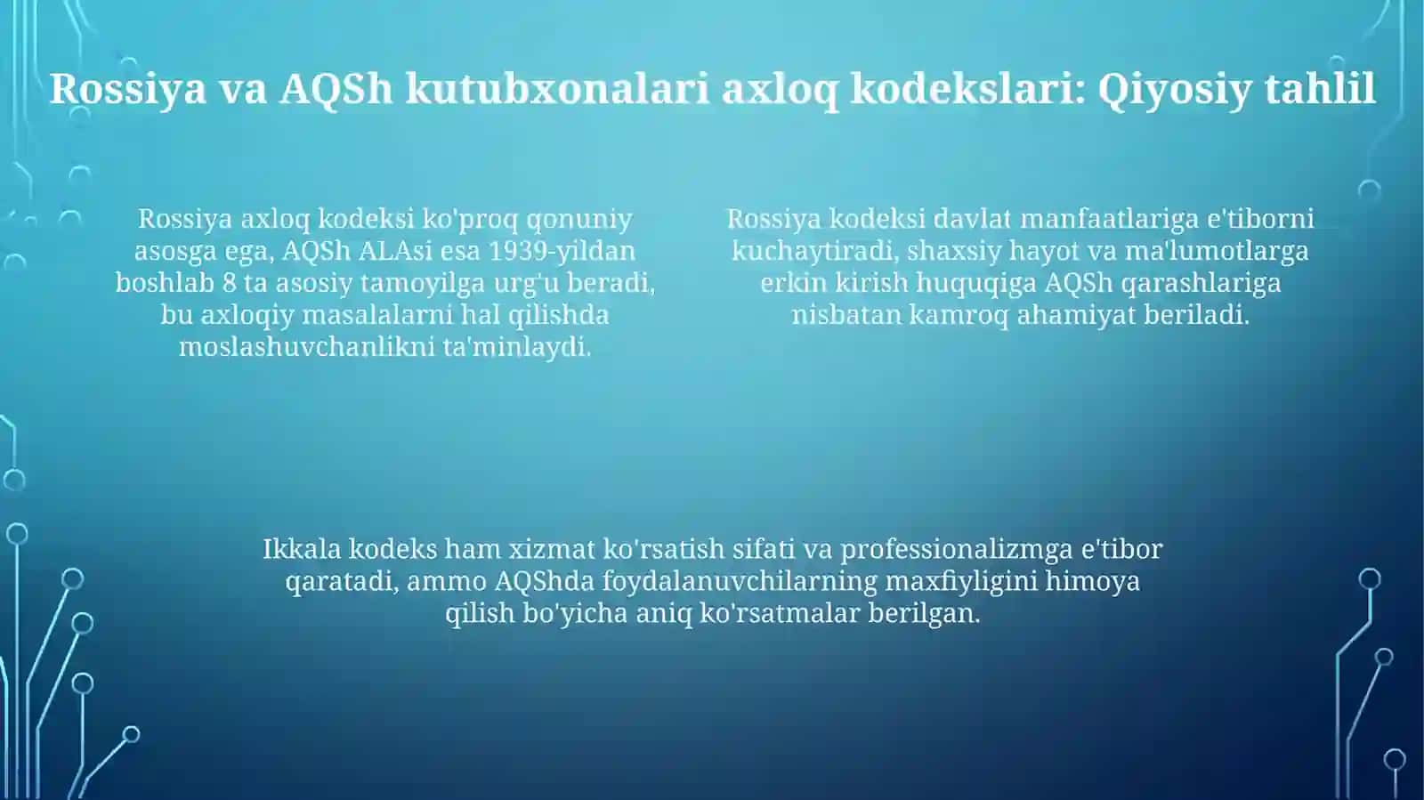 Kutubxonachi etikasi va estetikasi: qiyosiy tahlil 4