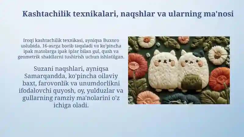 Xalq hunarmandchilligi. Zamonaviy kashtachilik 4