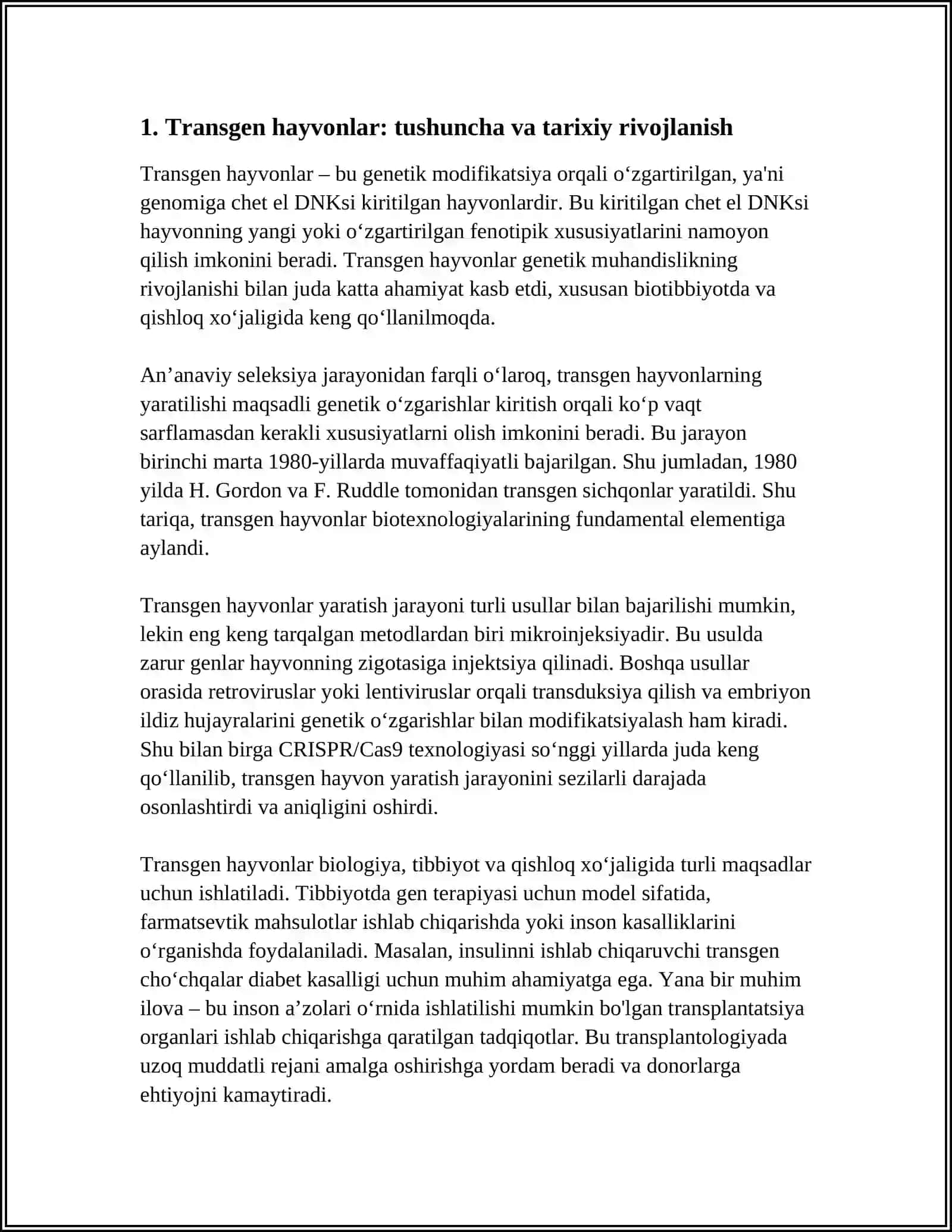 TRANSGEN HAYVONLAR VA ULARNING MALEKULYAR GENETIK ASOSLARI 4