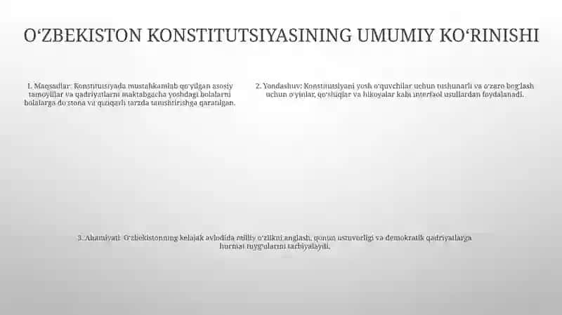 Maktabgacha Yoshdagi Bolalarni O'Zbekiston Respublikasi Konstitutsiyasi Bilan Tanishtirish 4