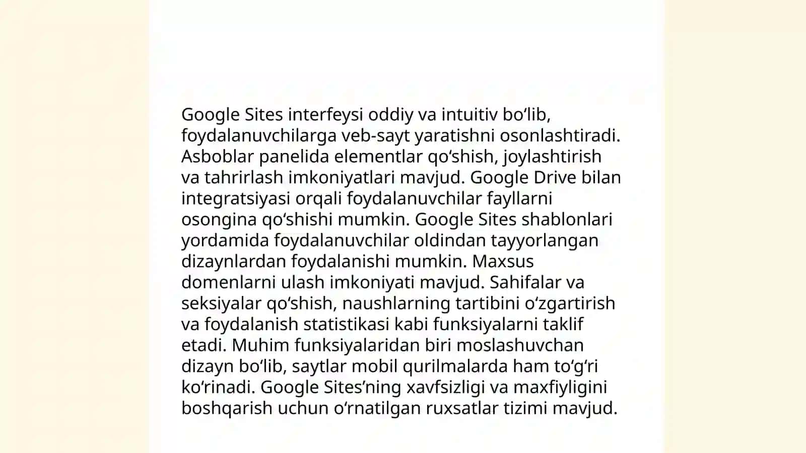 Google sites da veb-sahifalar yaratish 4