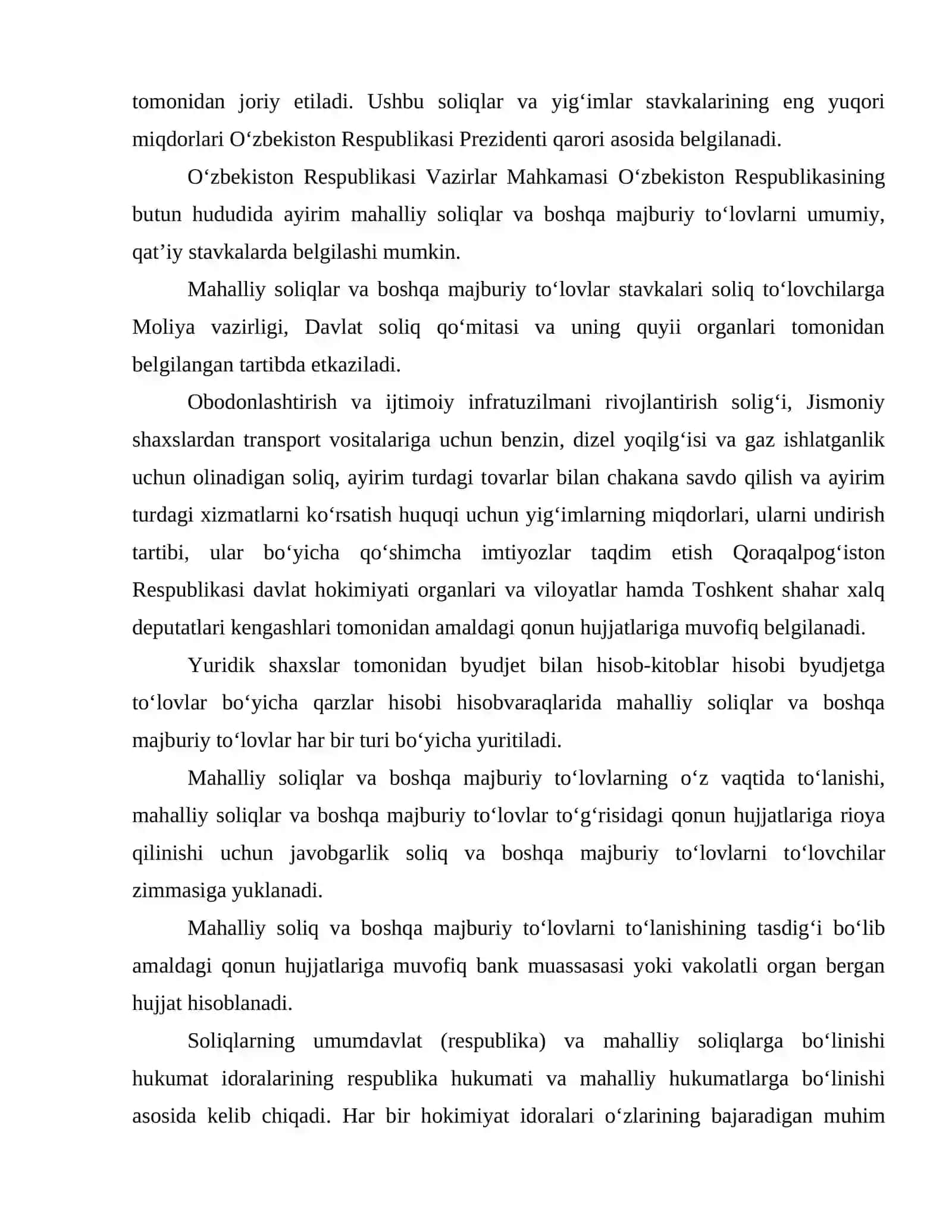 Soliqlar va soliqlarga tenglashtirilgan toʻlovlarga umumiy tavsifnoma 4
