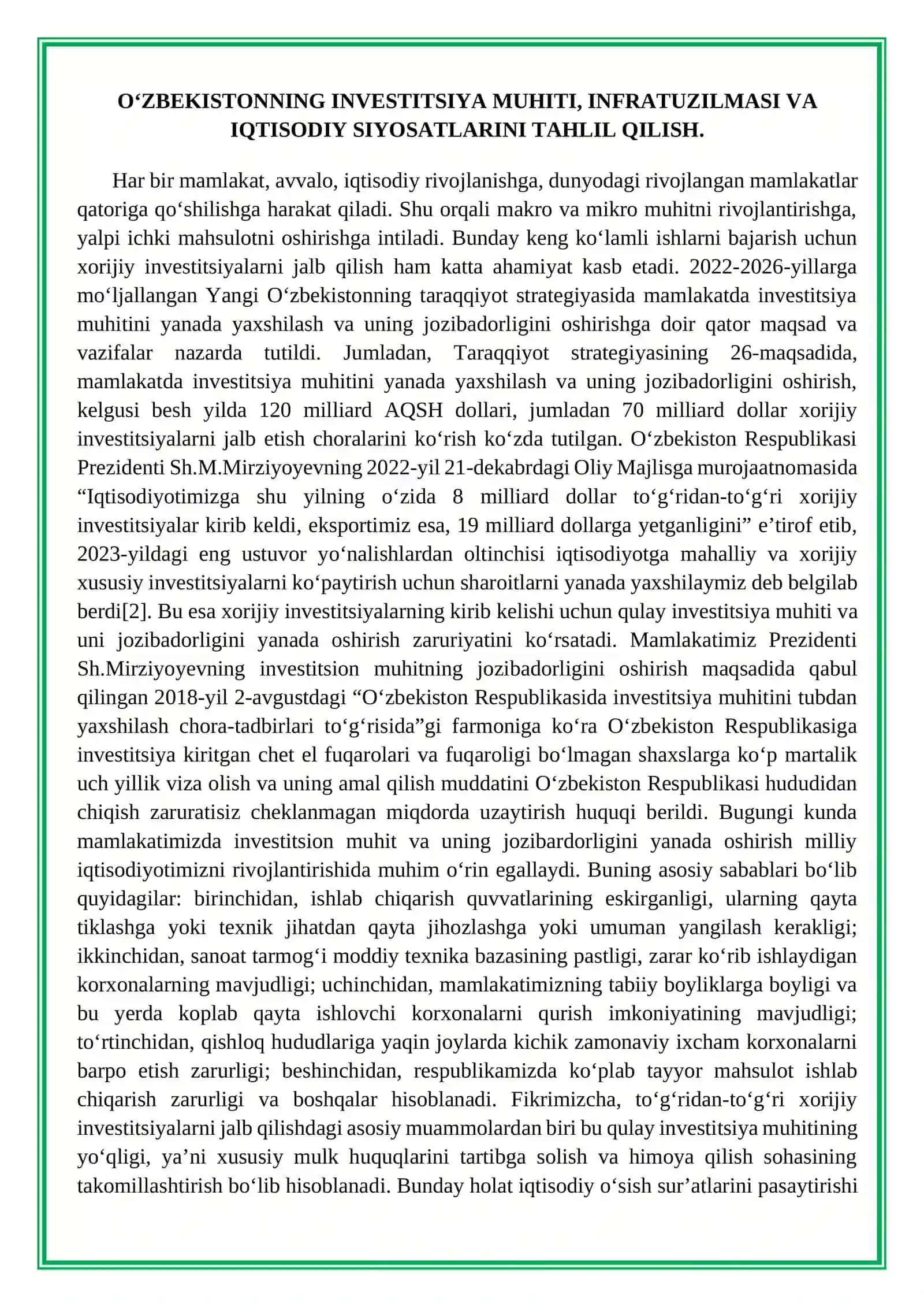 O`ZBEKISTONGA KIRITILAYOTGAN INVESTSITSIYALAR 4