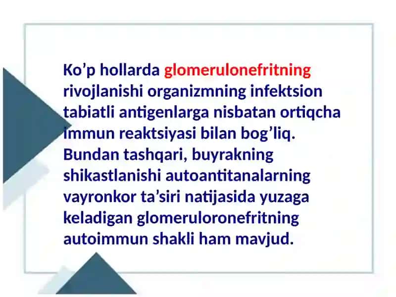 Glomerulonefrit, endokardit, yarali kolit va boshqa kasalliklar kelib chiqishida mikroorganizmlarni ahamiyati 4