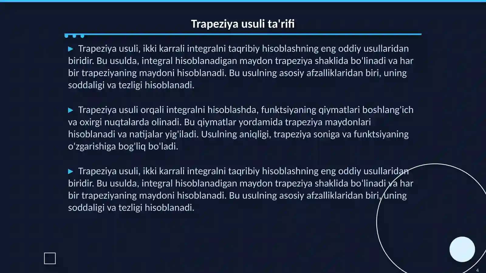 Ikki karrali integrallarni taqribiy hisoblash 4