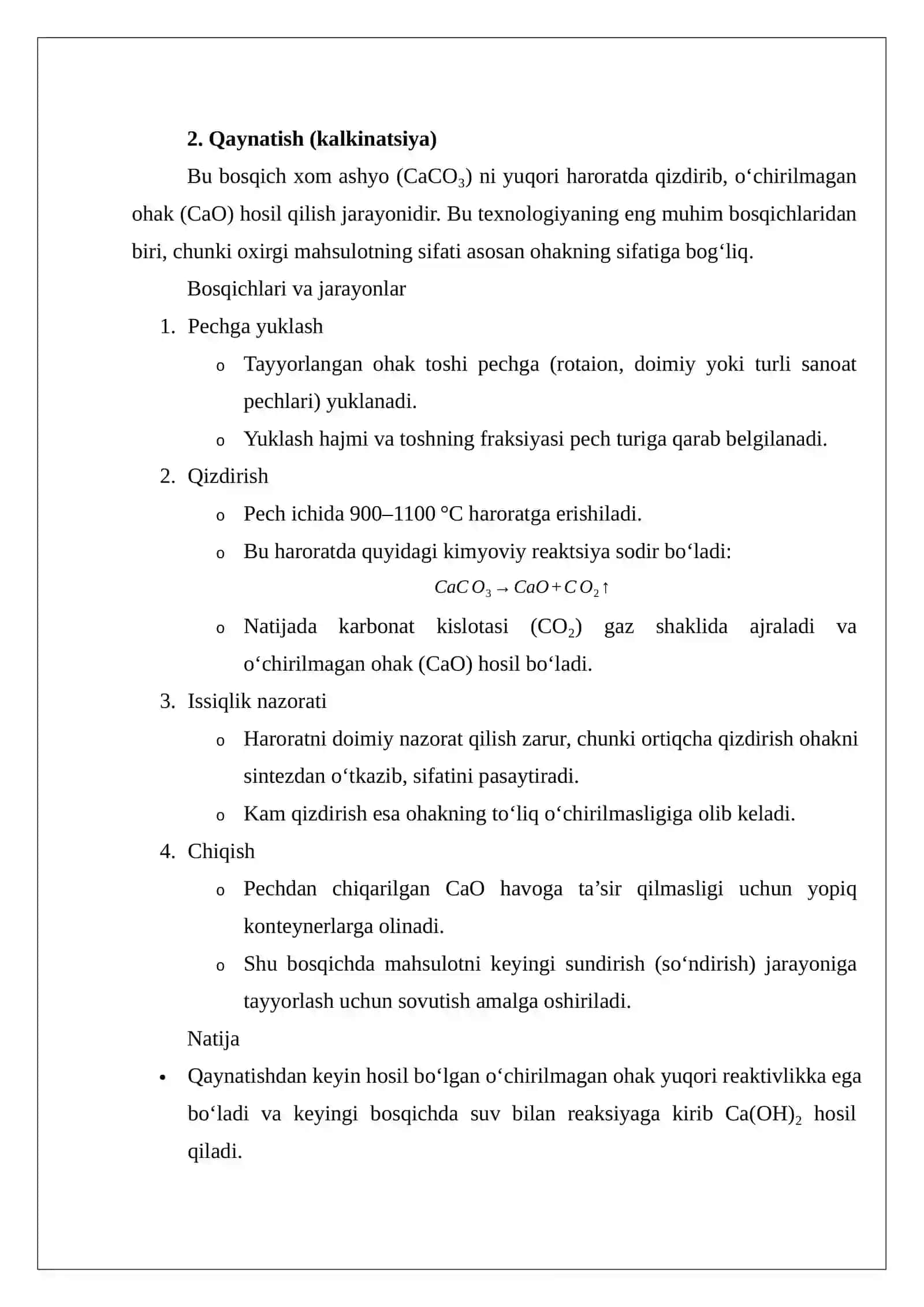 So‘ndirilgan ohak ishlab chiqarish texnologiyasi 4