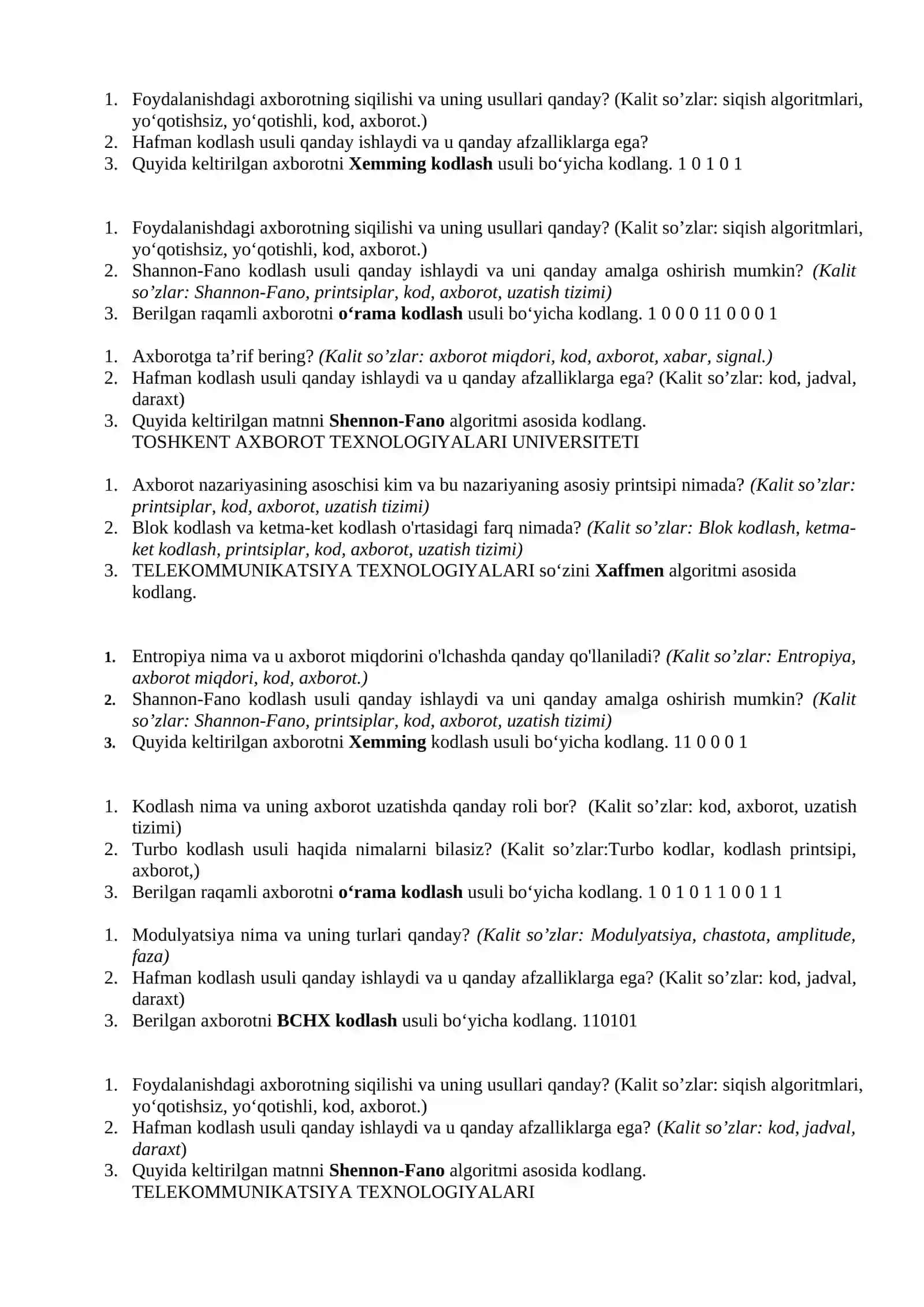 Hafman kodlash usuli 4
