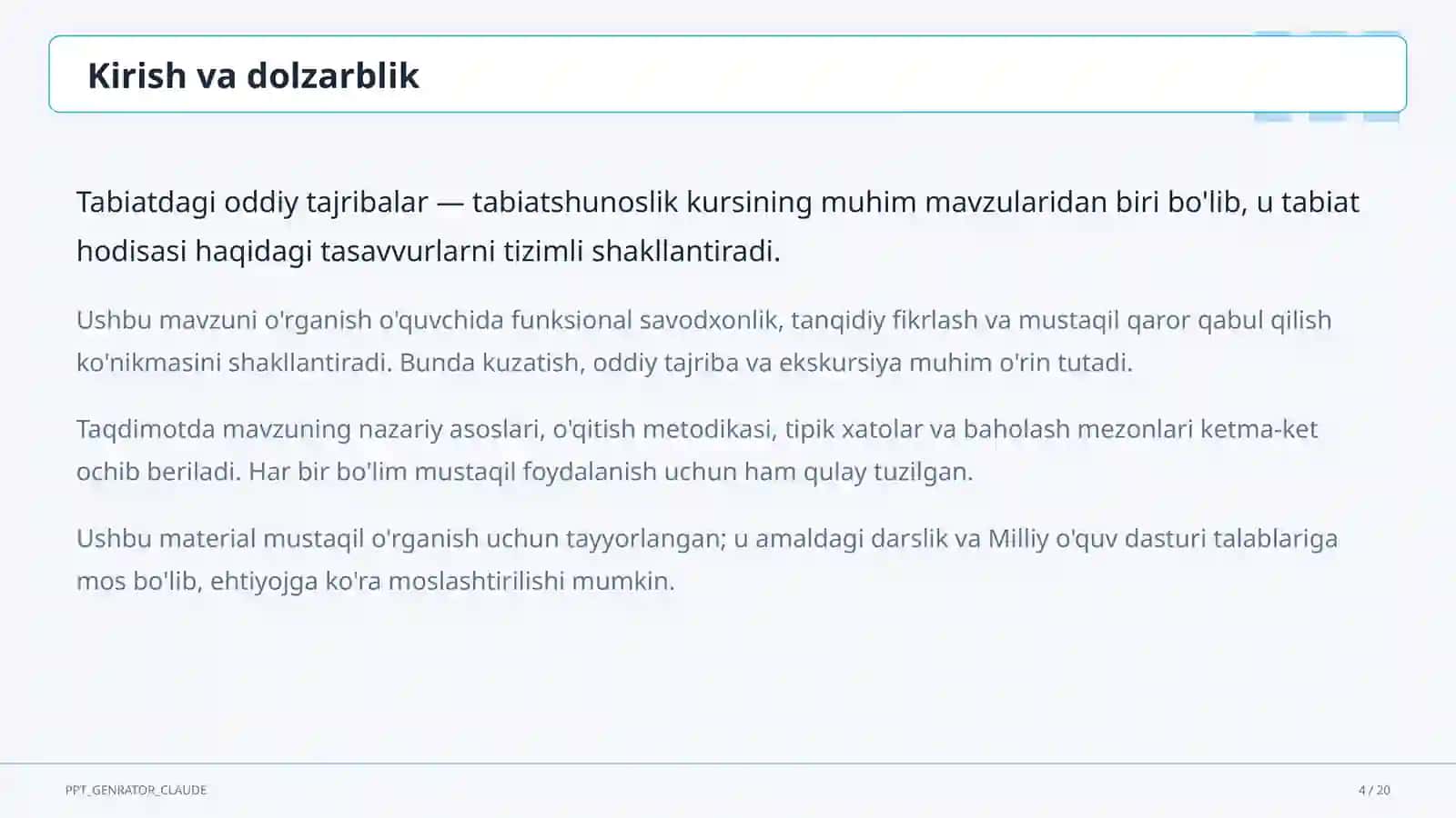 Tabiatdagi oddiy tajribalar (4-sinf) 4