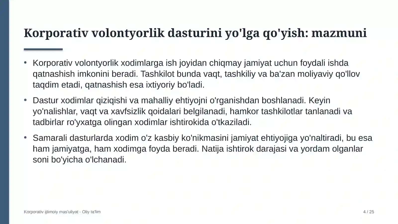 neft bazalarida korporativ volontyorlik dasturini yo'lga qo'yish 1475 4