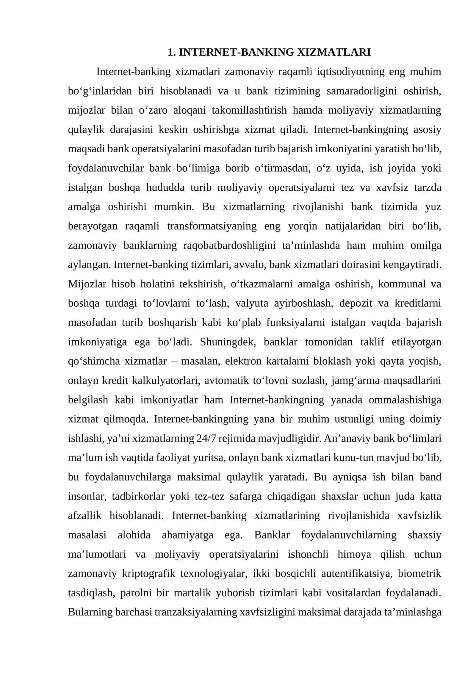 MUSTAQIL ISH (Internet-banking, Internet-savdo, Internet-sug'urta, Internet-marketing xizmatlari) 4