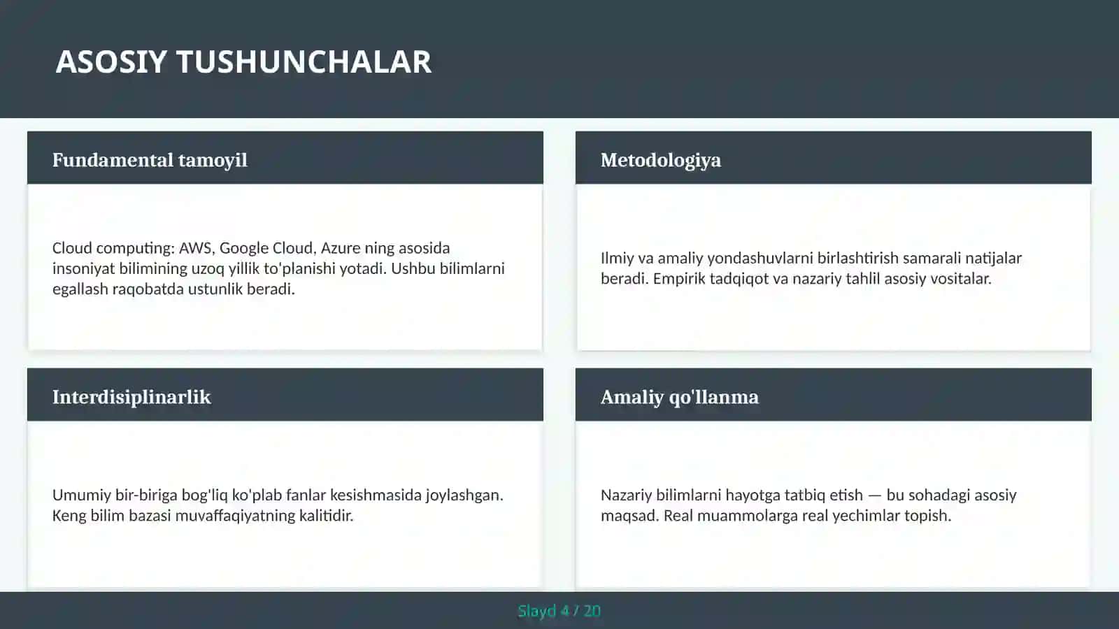 Kirish: Cloud computing: AWS, Google Cloud, Azure 4