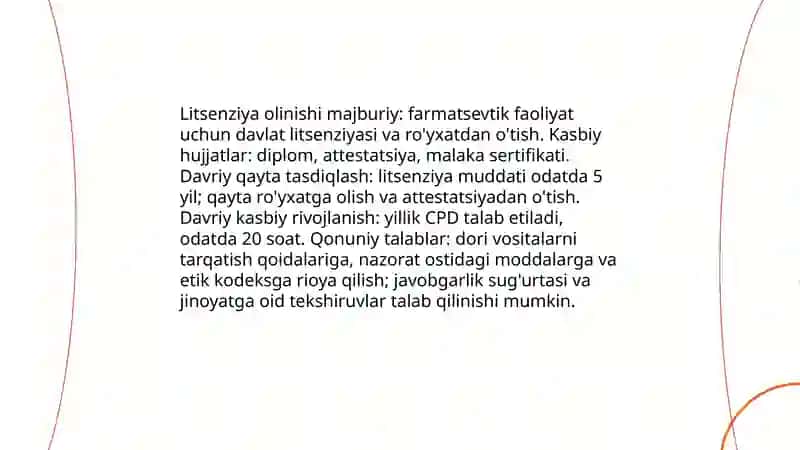 Farmasevtning kasbiy kompitentligiga qo'yiladigan talablar 4