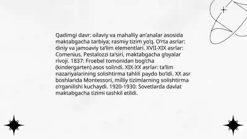 Maktabgacha talimda qiyosiy pedagogika fanining taraqqiyot bosqichlari 4