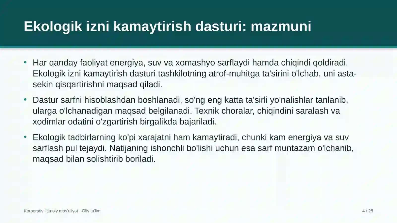developerlik kompaniyalarida ekologik izni kamaytirish dasturini amalga oshirish 6843 4