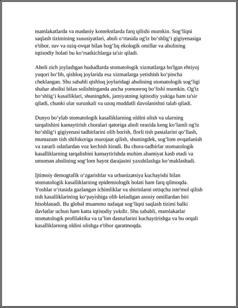 STAMATALOGIK KASALLIKLAR EPIDEMIOLOGIYASI 4