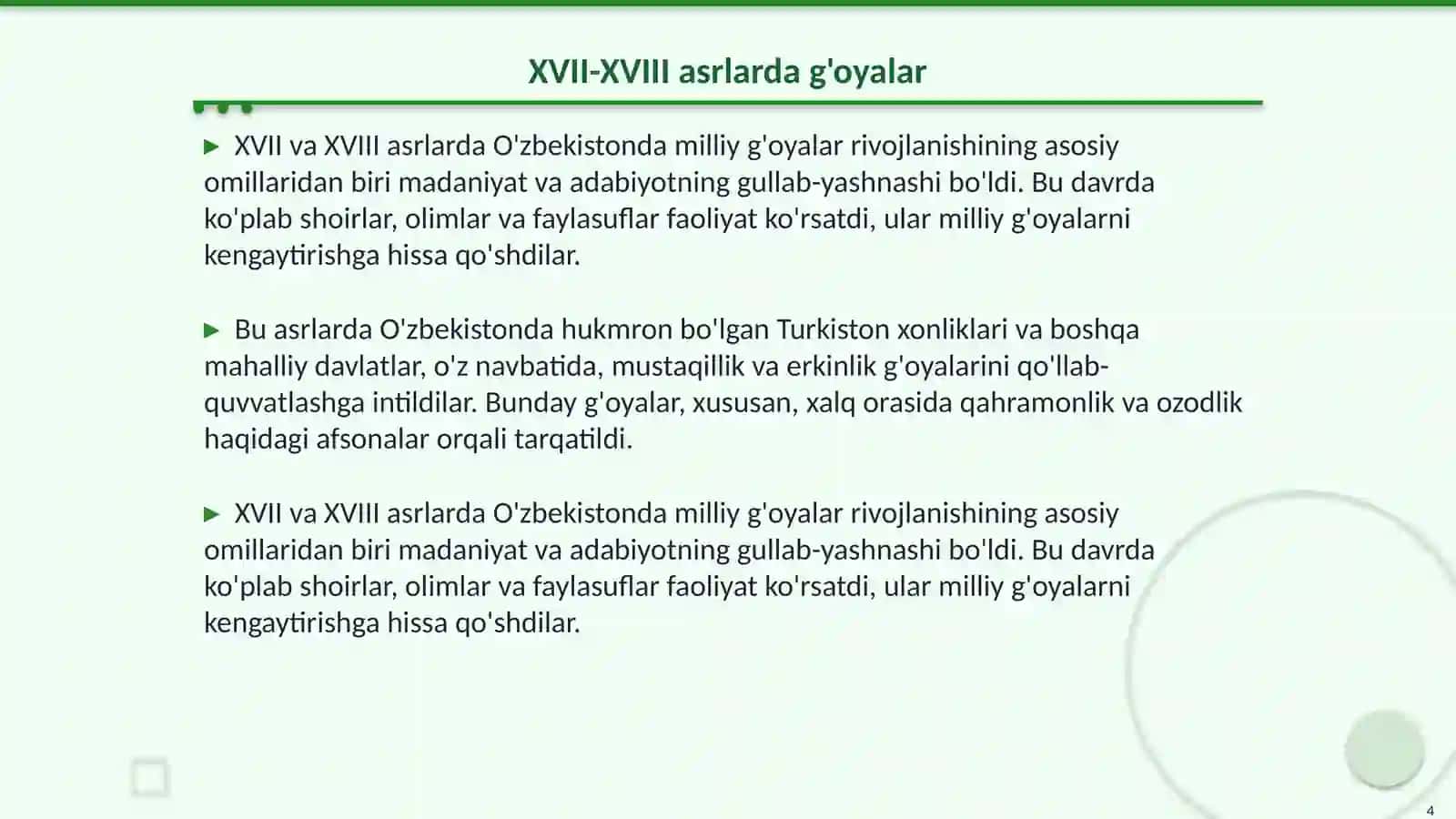 O'zbekistonda mustaqillik g'oyalarining tarixiy asoslari (XVI-XX asrlar) 4