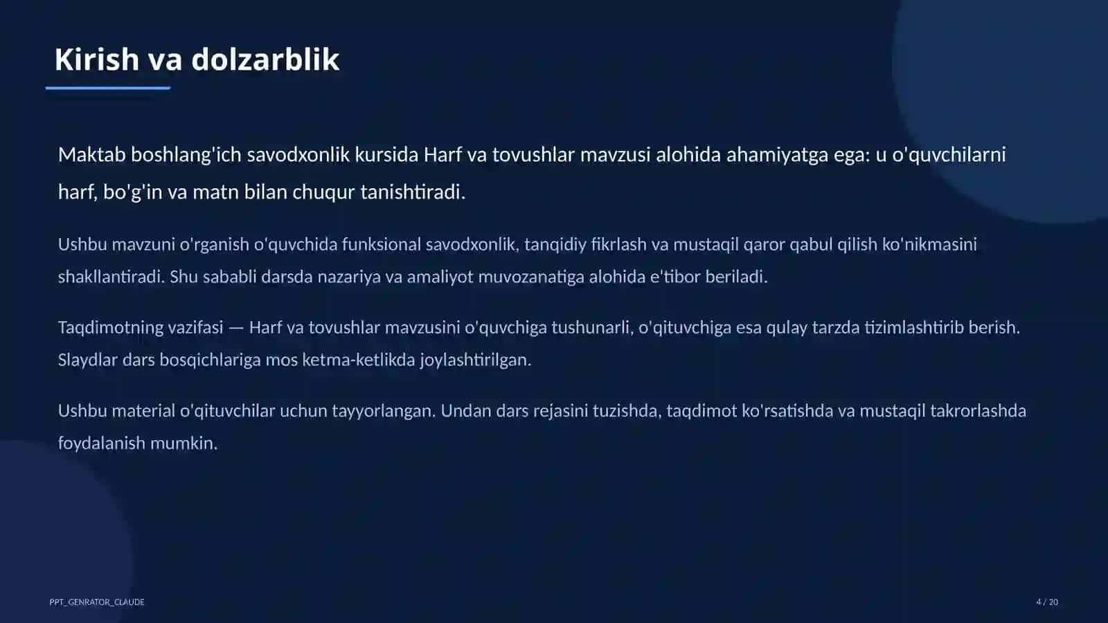Harf va tovushlar (1-sinf) 4