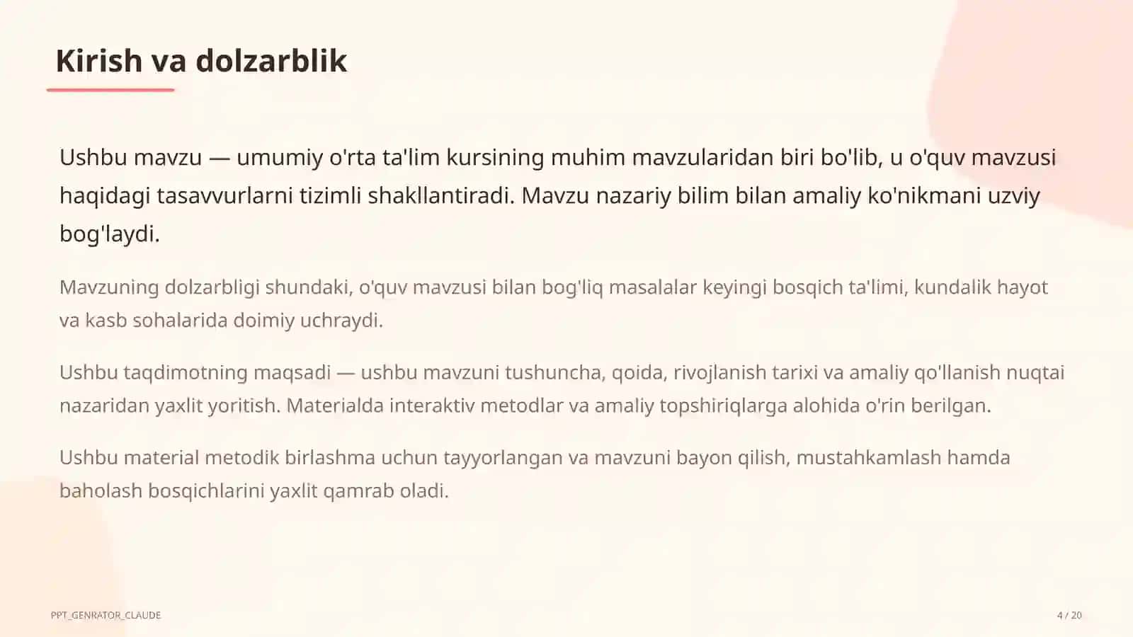 Dolzarb mavzular — maktab va o'qituvchilar 4