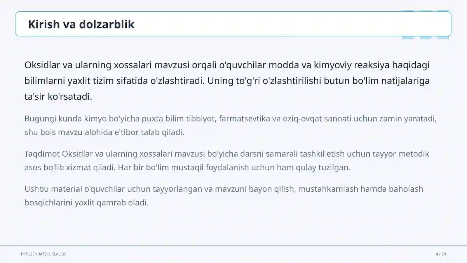Oksidlar va ularning xossalari (8-sinf) 4