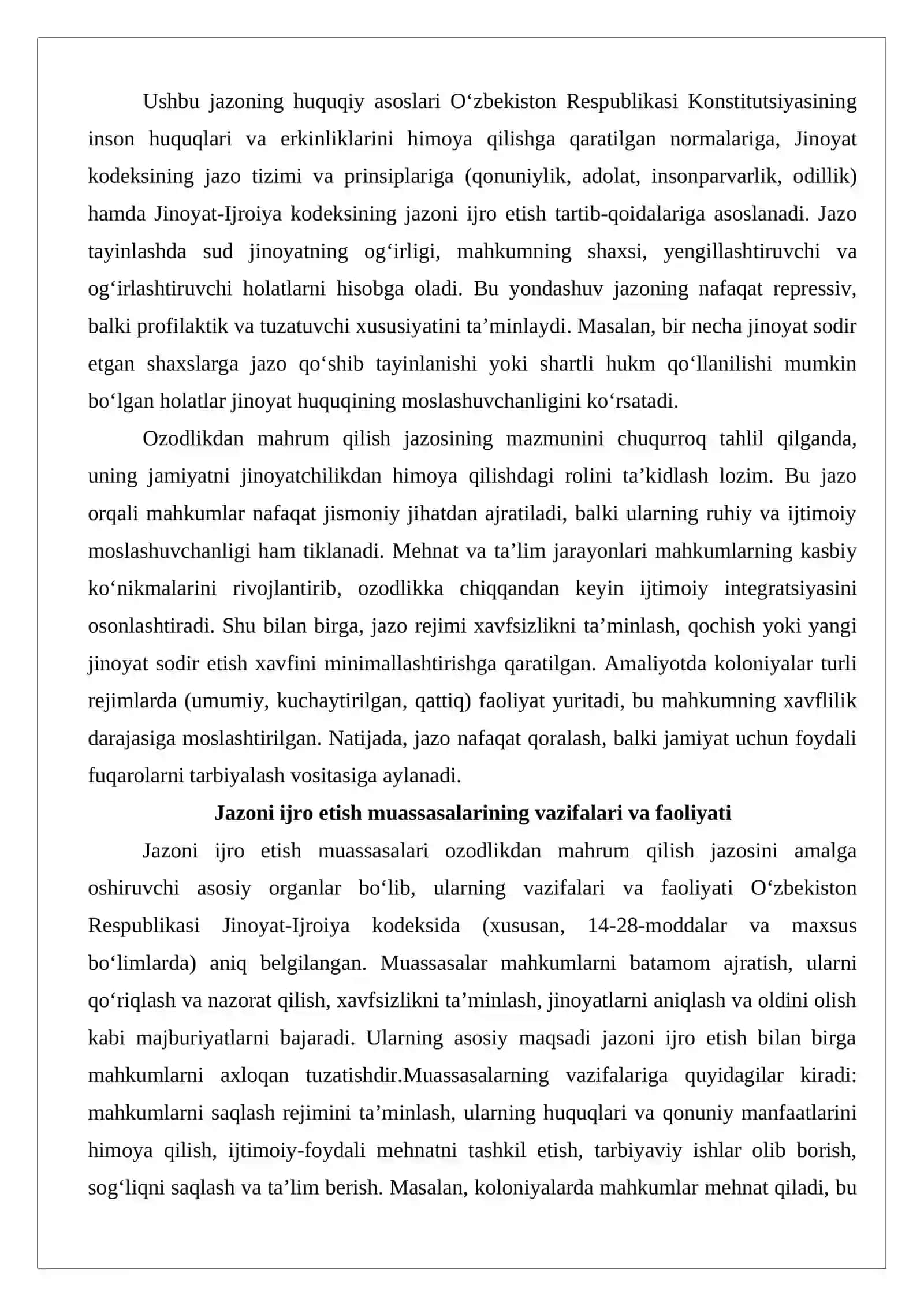 Ozodlikdan mahrum qilish tariqasidagi jazoni o‘tayotgan shaxslarning huquqlari 4