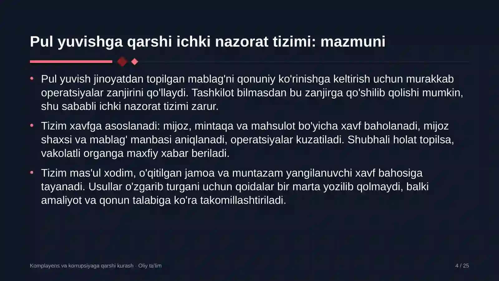 maktabgacha ta'lim tashkilotlarida pul yuvishga qarshi ichki nazorat tizimi 9551 4