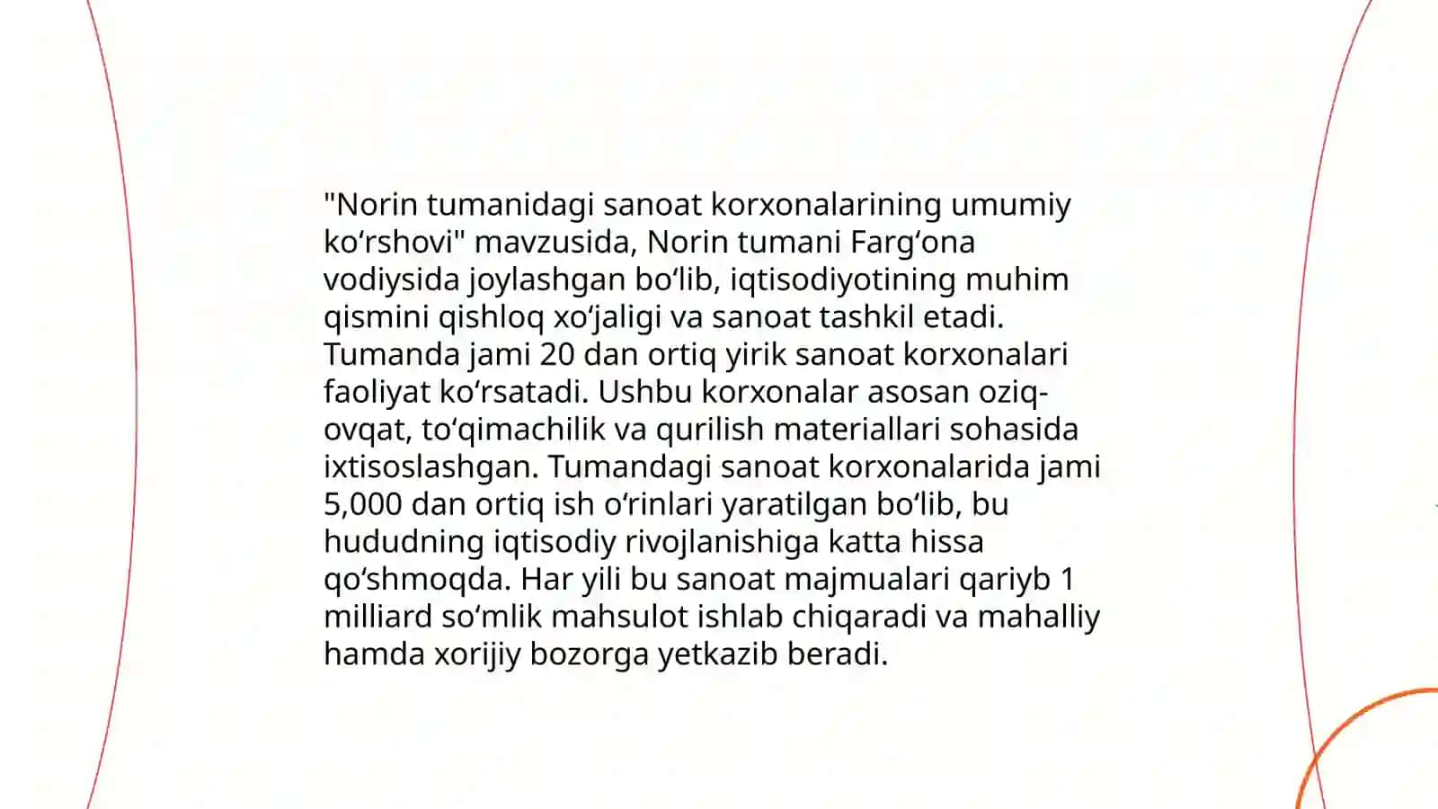 Yirik ishlab chiqarish quvvatiga ega bo'lgan sanoat korxonalarini xom ashyo iste'moli darajasini õrganish Namangan viloyati Norin tumani misolida 4