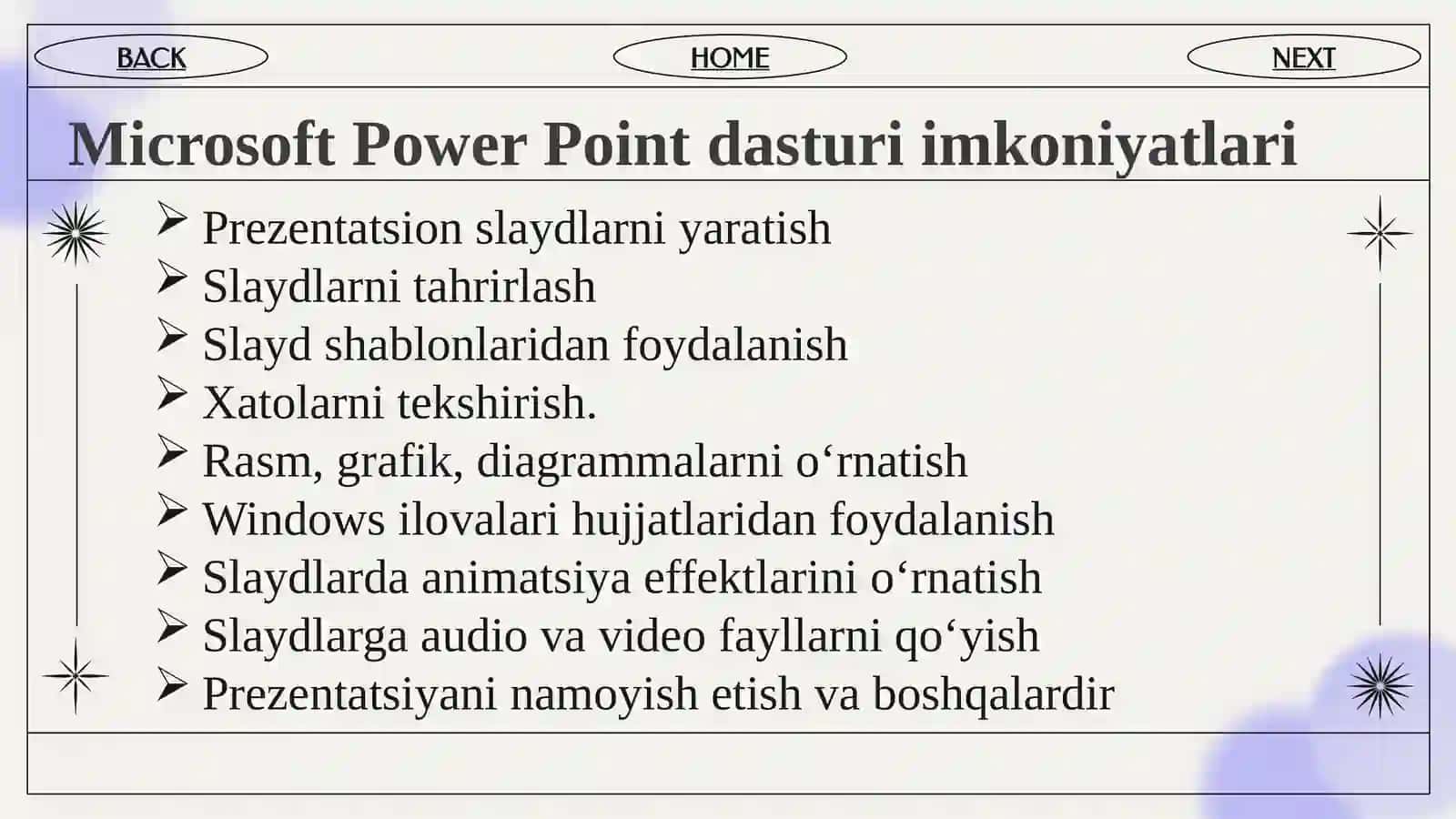 Taqdimotlar bilan ishlash texnologiyasi 4