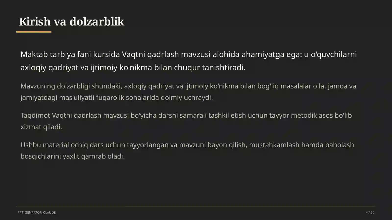 Vaqtni qadrlash (4-sinf) 4