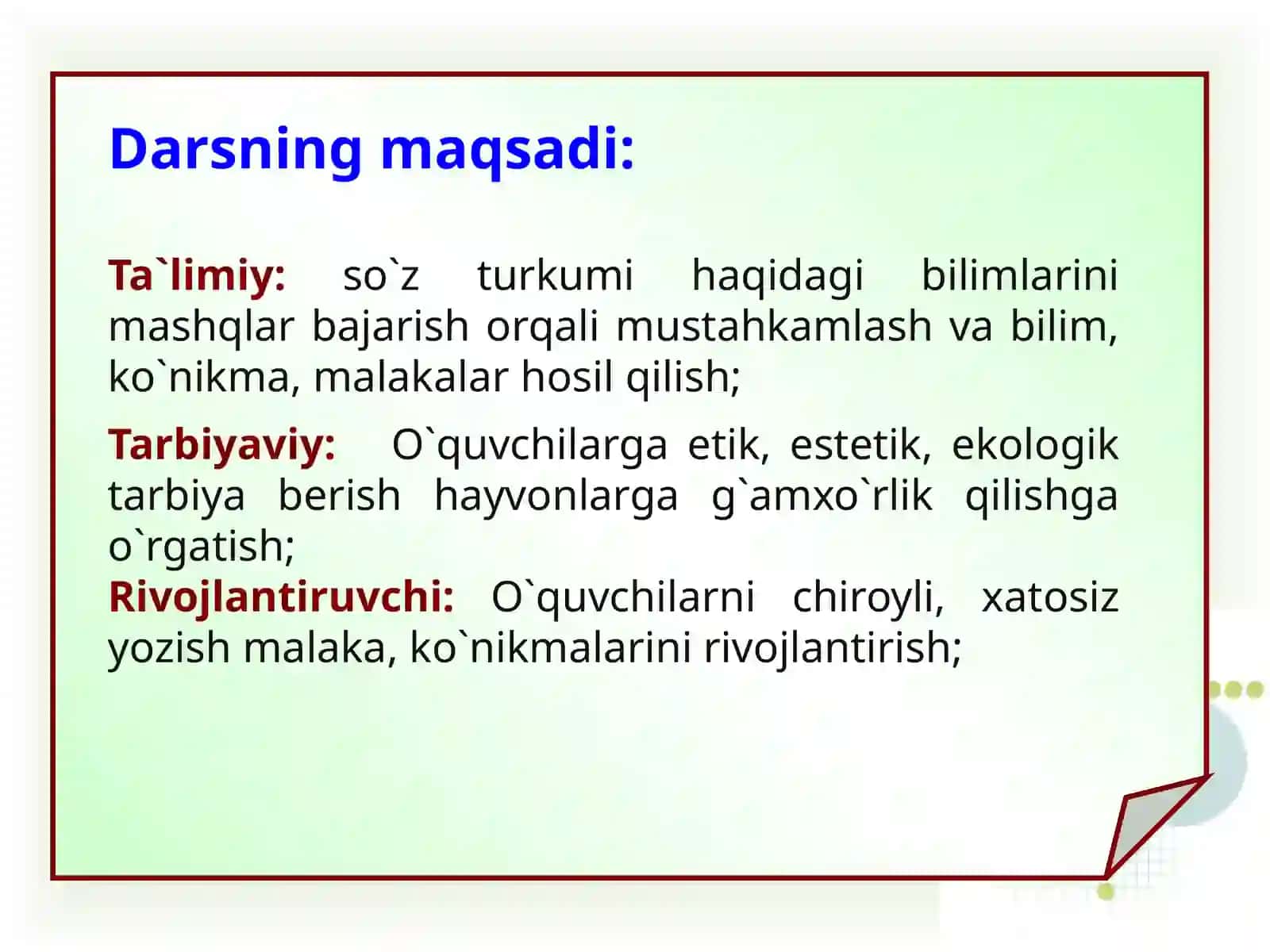 So'z turkumlari mavzusi 4