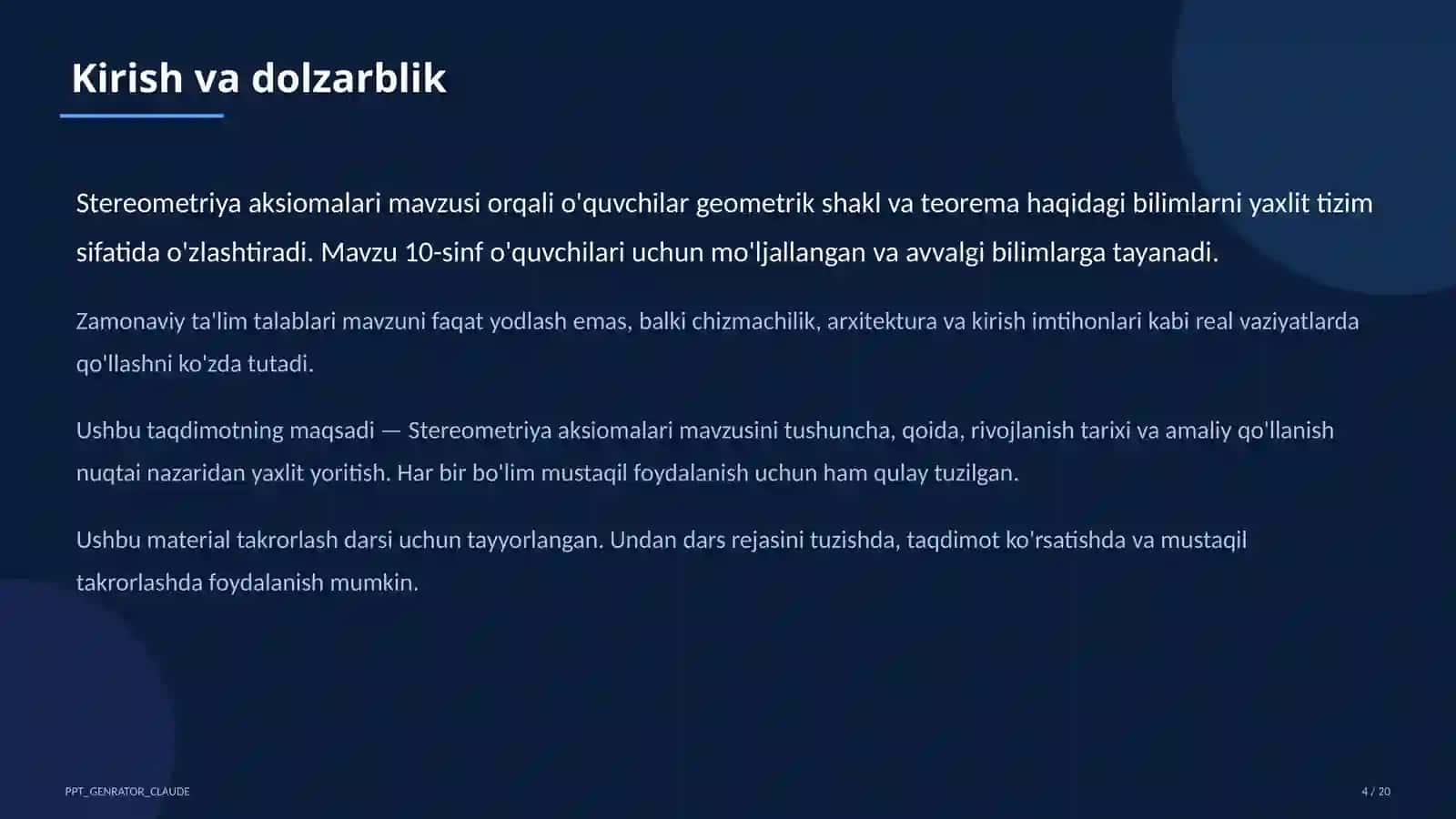 Stereometriya aksiomalari (10-sinf) 4