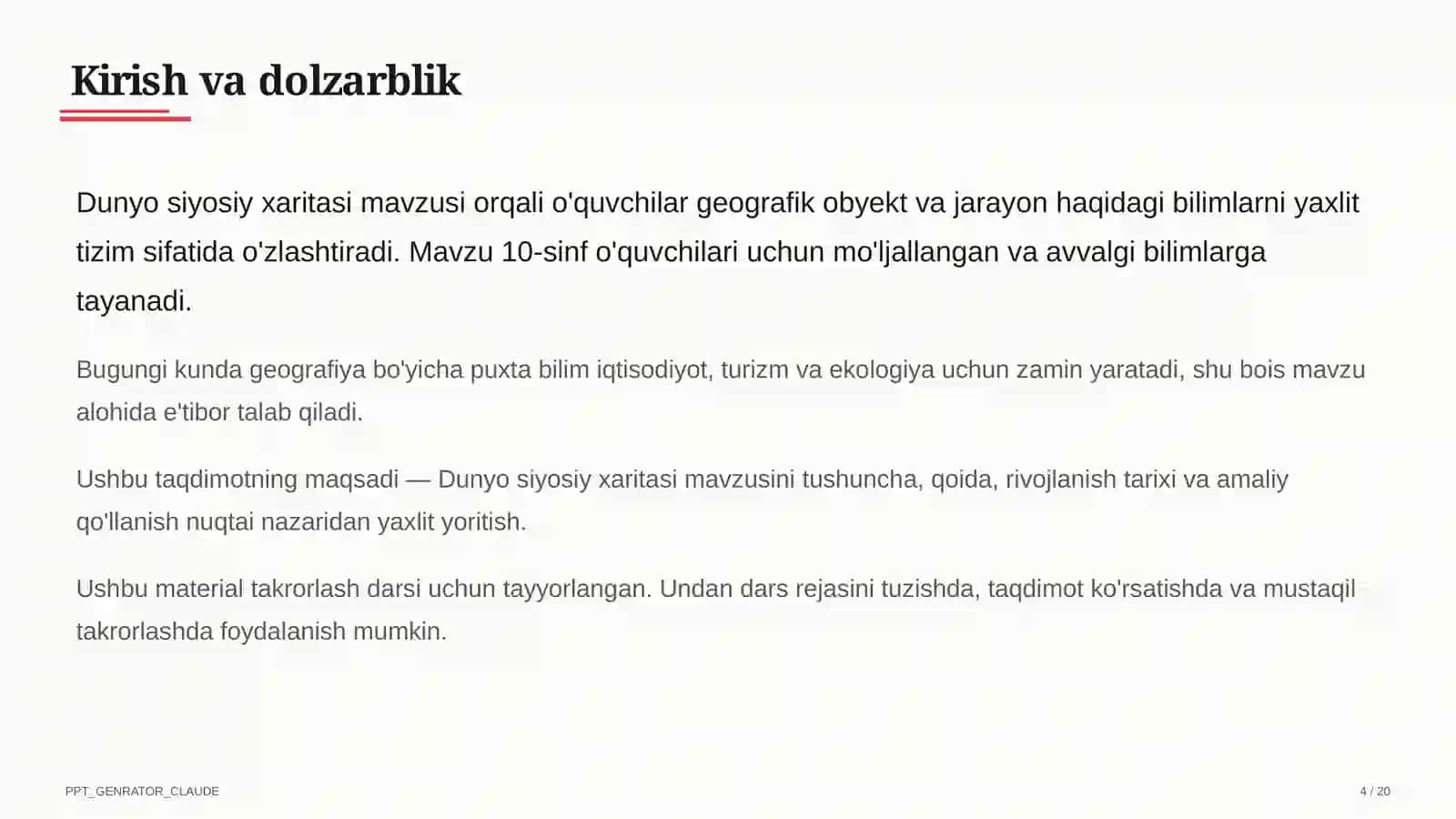 Dunyo siyosiy xaritasi (10-sinf) 4