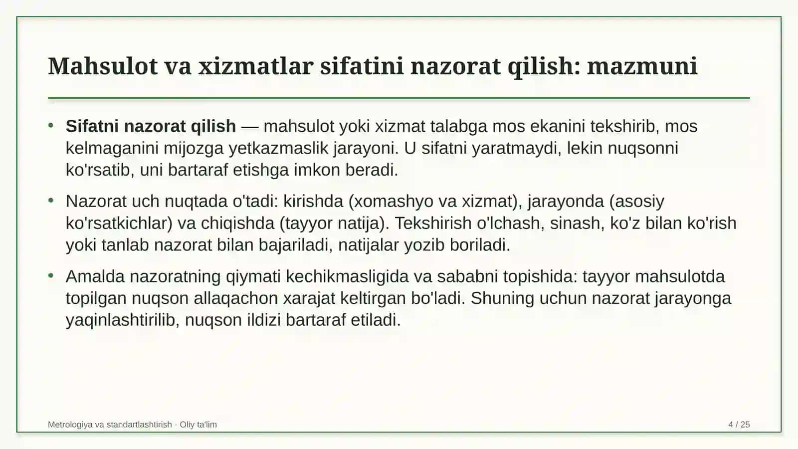 Kafelarda mahsulot va xizmatlar sifatini nazorat qilish 4