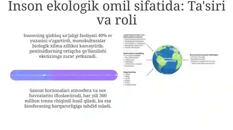 Ekologiya.Odam ekologik omil.Biosfera va uning muammolari 4