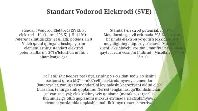 Metallarning standart elektrokimyoviy potensiallari qatorlari va qo'llanishi 4