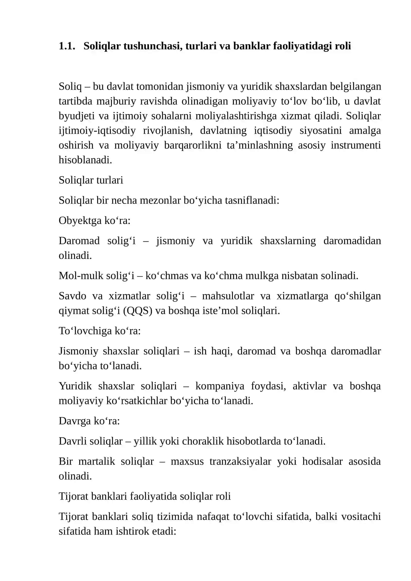 Tijorat banklari tomonidan toʻlanadigan soliq turlari,ularni hisoblash va toʻlash tartibi 4
