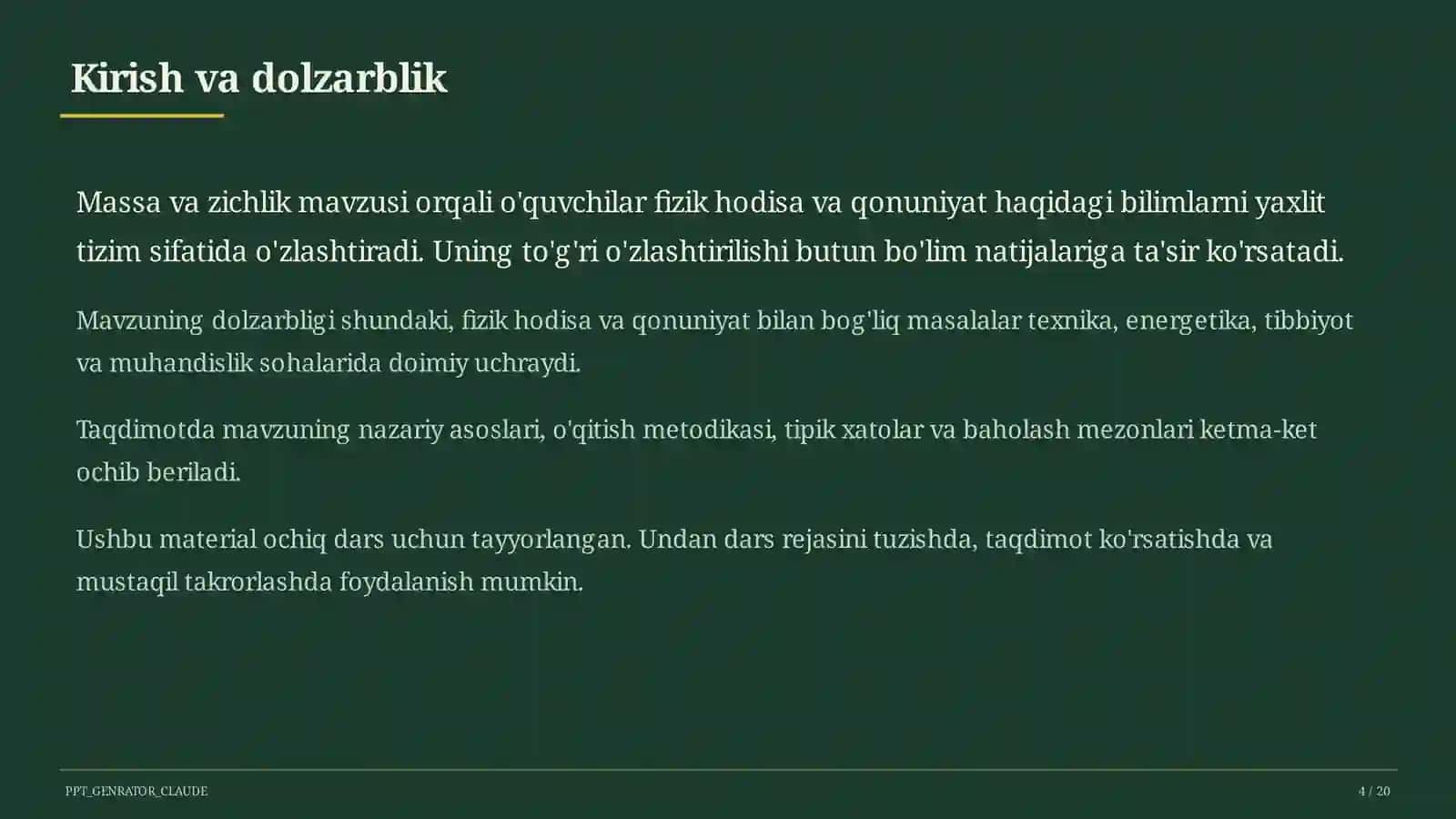 Massa va zichlik (6-sinf) 4