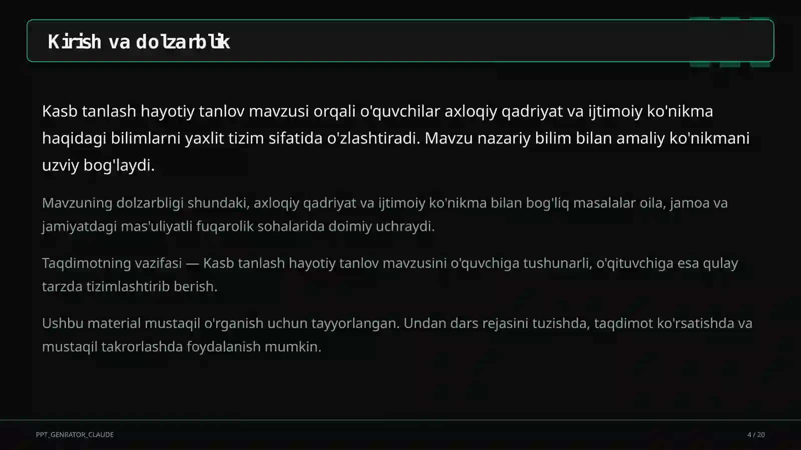 Kasb tanlash hayotiy tanlov (9-sinf) 4