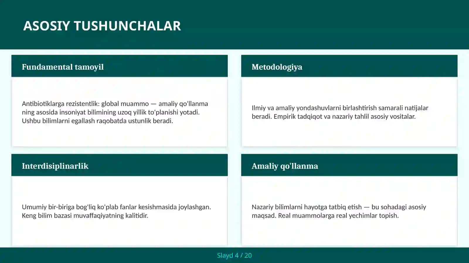 ANTIBIOTIKLARGA REZISTENTLIK: GLOBAL MUAMMO — AMALIY QO'LLANMA 4