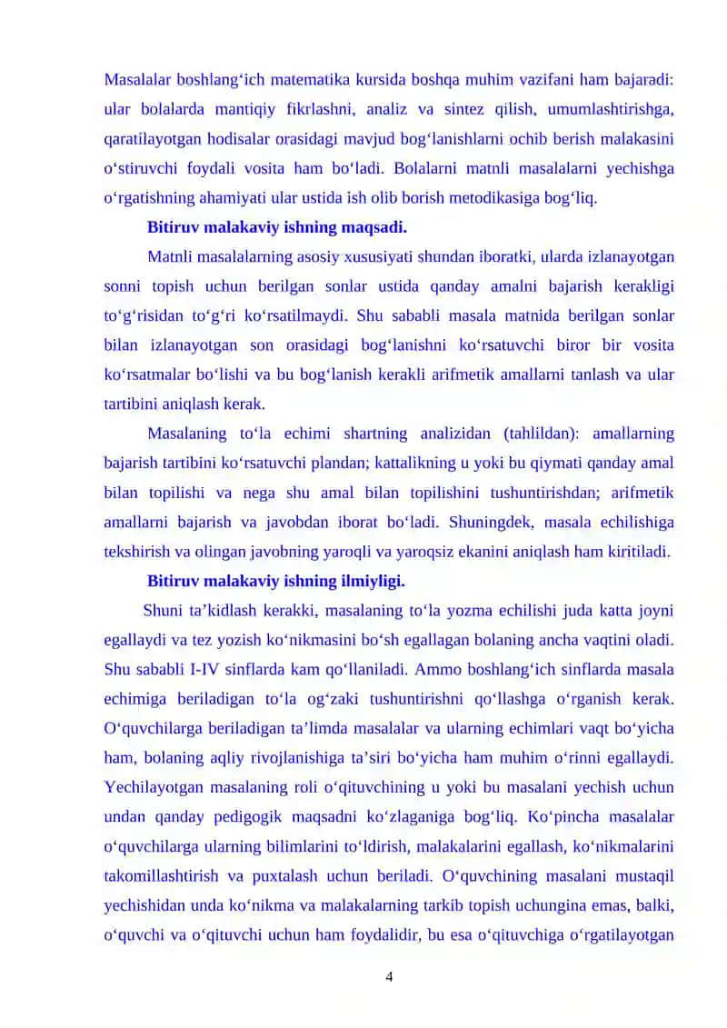 Kichik maktab yoshidagi o‘quvchilarga qo‘shish va ayrishga doir masalalarni yechishga o‘rgatish 4