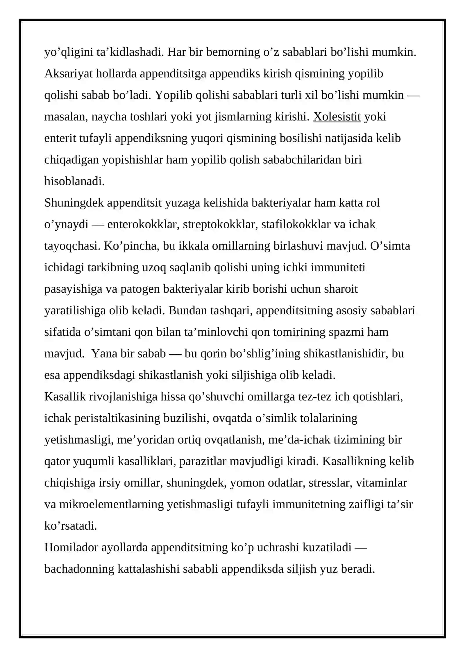 Appenditsitning yosh bollar va qariyalarda kechishi 4