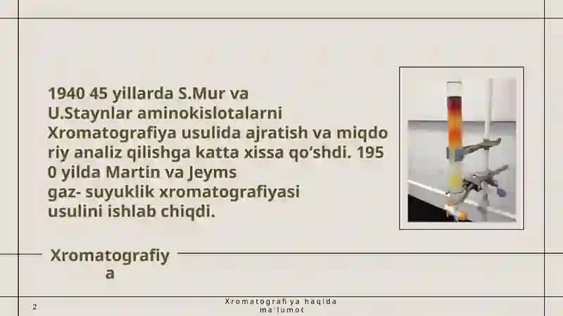 Xromotografiyaning Tibbiy izlanishlardagi imkoniyatlari 4