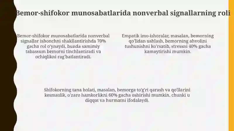 Bemorlarni davolashda noverbal ta'sir etish metodi 4