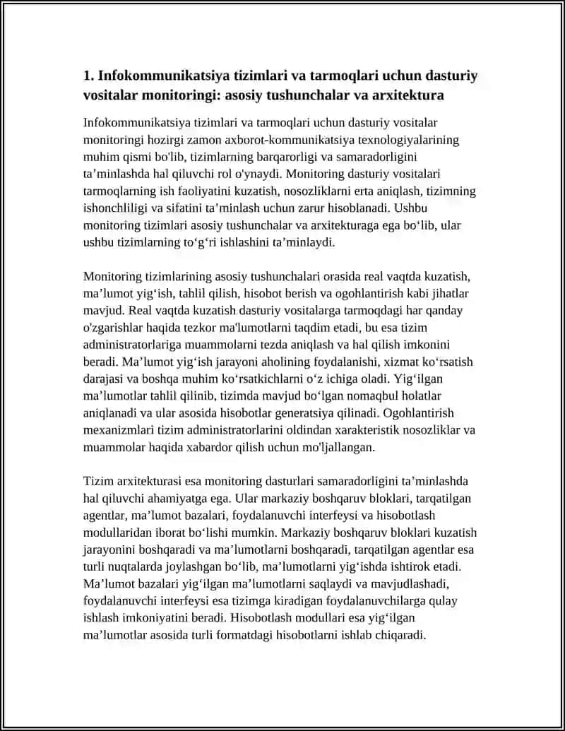 Infokommunikatsiya tizimlari va tarmoqlari uchun dasturiy vositalar monitoringi 4