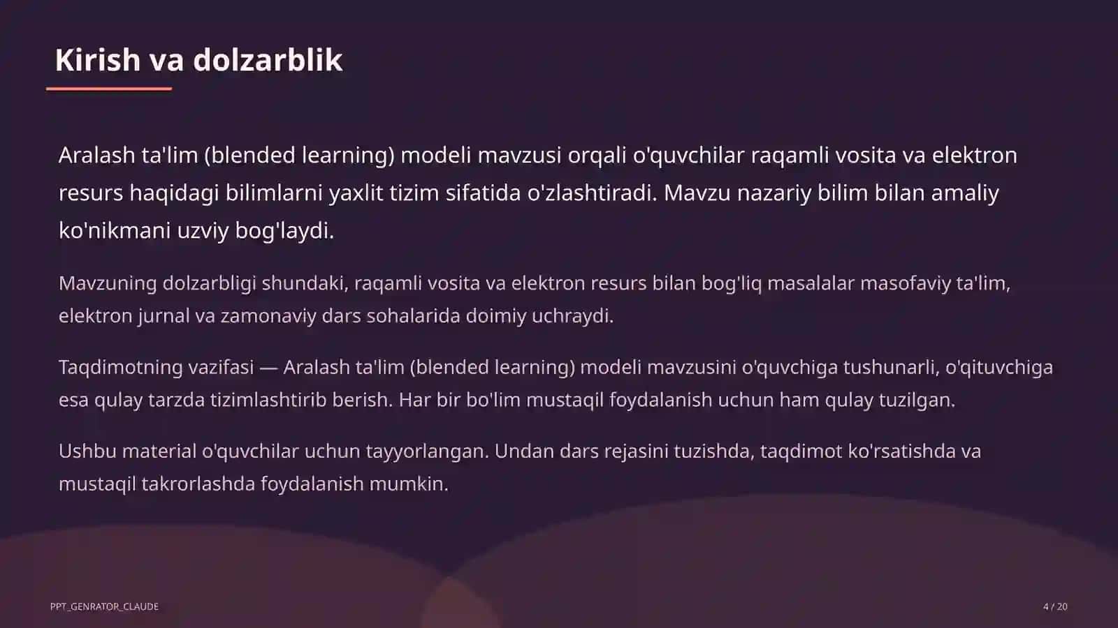 Aralash ta'lim (blended learning) modeli 4