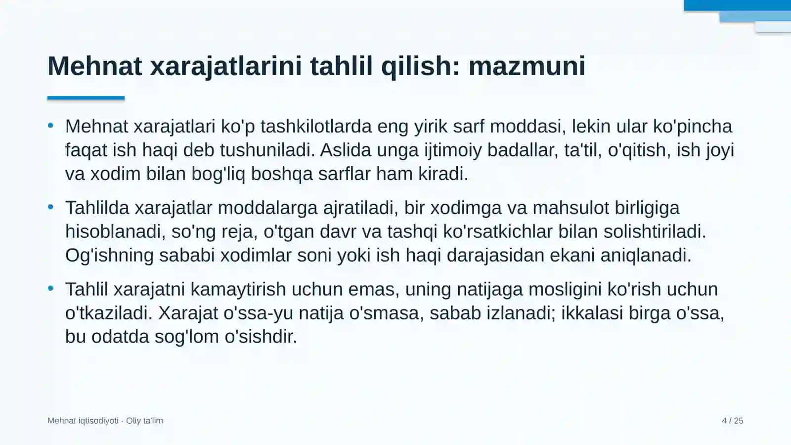 Davlat fuqarolik xizmatida mehnat xarajatlarini tahlil qilish 4