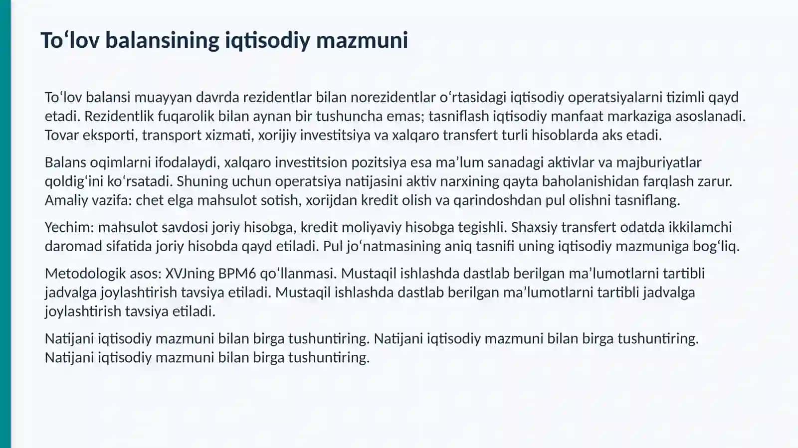 Toʻlov balansi va valuta kursiga oid amaliy topshiriqlar 4