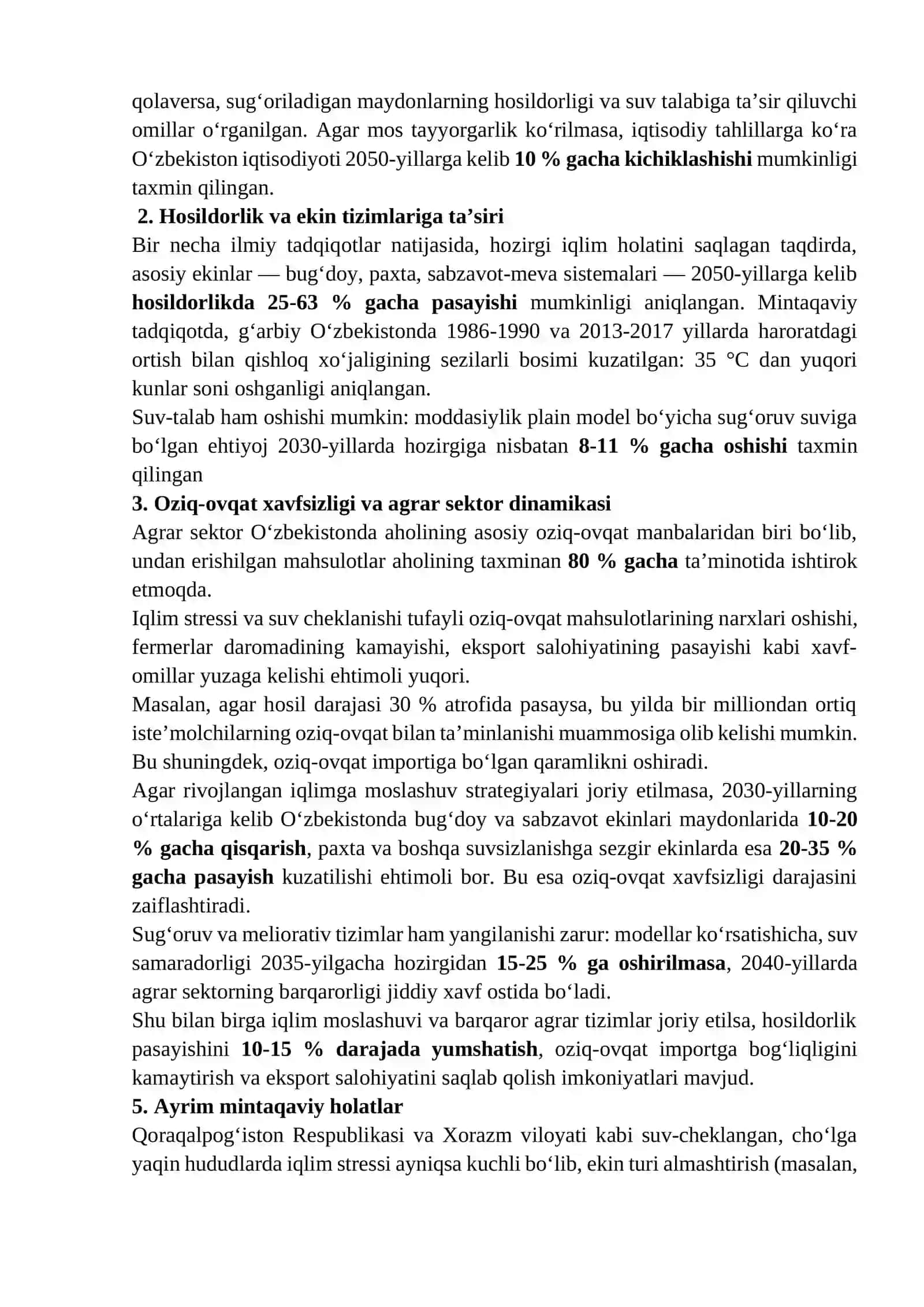 Global iqlim o‘zgarishi sharoitida qishloq xo‘jaligini barqaror rivojlantirish va oziq-ovqat xavfsizligini ta’minlash 4
