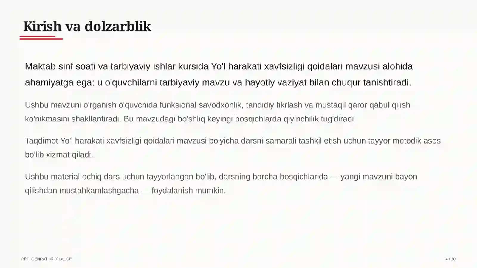 Yo'l harakati xavfsizligi qoidalari 4