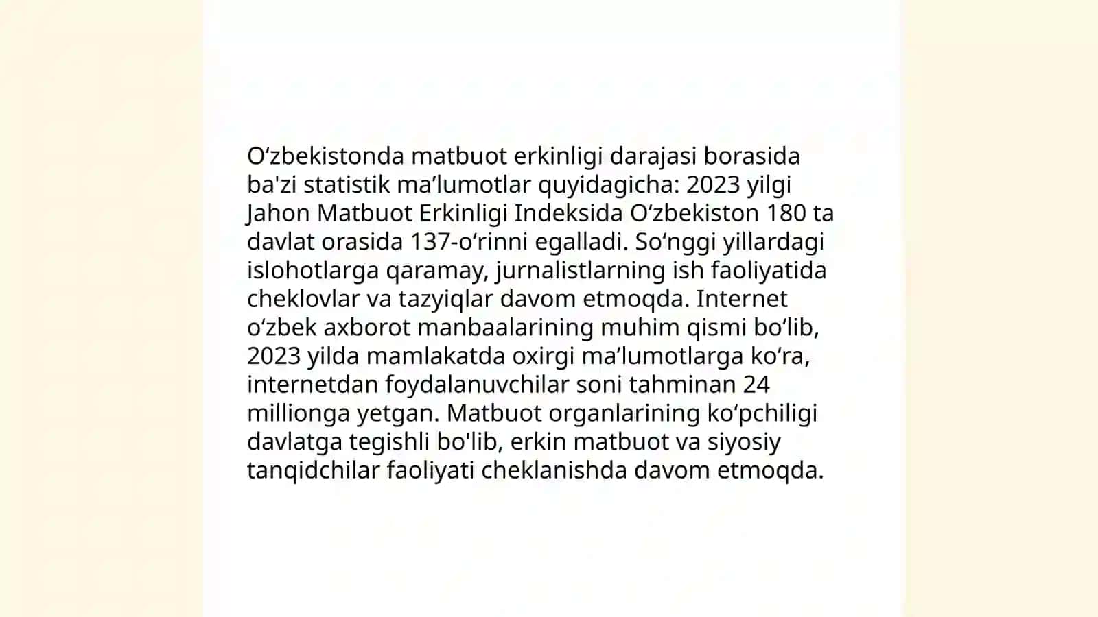 O'zbekiston Respublikasida ommaviy axborot vositalarining faoliyati 4